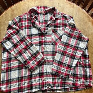 Pj Set Plaid Flannel Pajamas Button Down Shirt & Lounge Pants Soft & Cozy